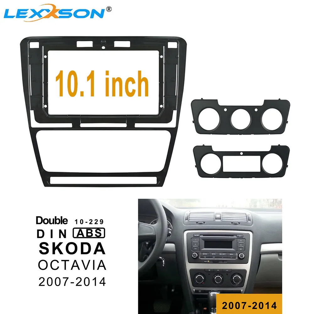 10,1 дюймов 2din Автомобильная Радио фасции для SKODA OCTAVIA 2007- двойной Din автомобиля DVD рамка аудио фитинг адаптер в-тире установка - Название цвета: as picture shown