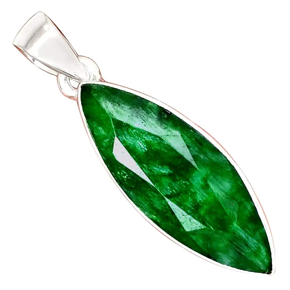 

Genuine EMERALD Pendant 925 Sterling Silver, 40.5 mm, AP6465