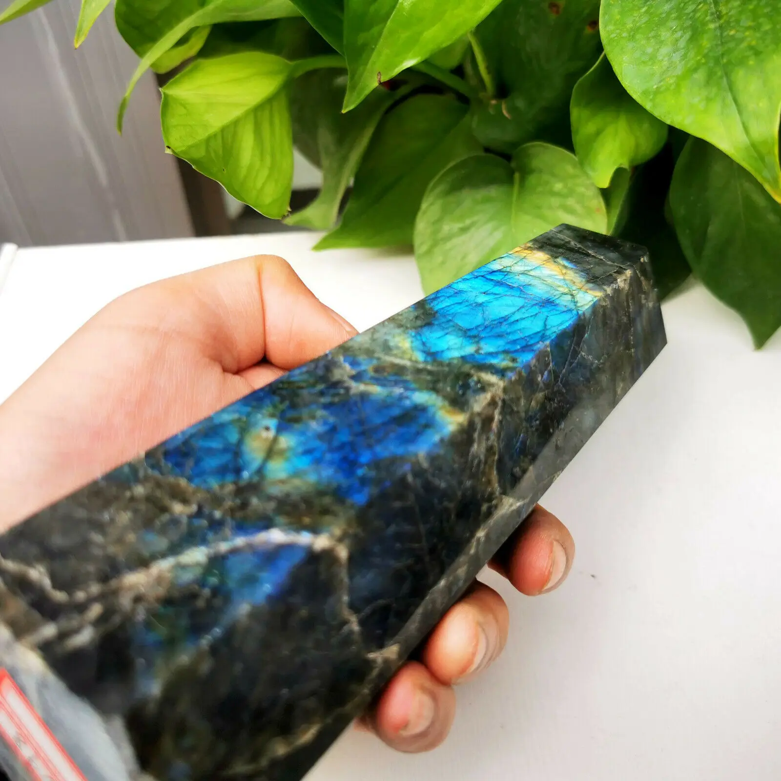 Large Natural Labradorite Obelisk Quartz Crystal Wand Point healing 4