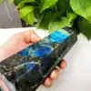 Large Natural Labradorite Obelisk Quartz Crystal Wand Point healing 4