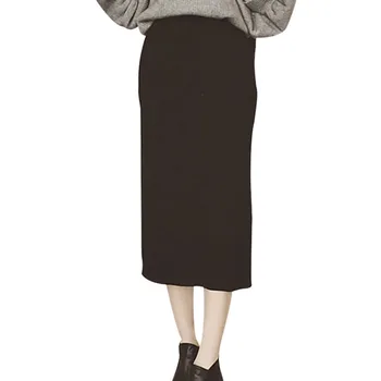 

Autumn Solid Color High Waist Bodycon Skirt Fashion Wild Sexy Slim Women Knit Straight Skirt