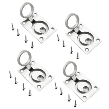 

(4 Pack) Flush Ring Pull Handle Hatch Locker Cabinet Handle 63 x 44 mm Stainless Steel Marine Yacht Drawer Door Hardware