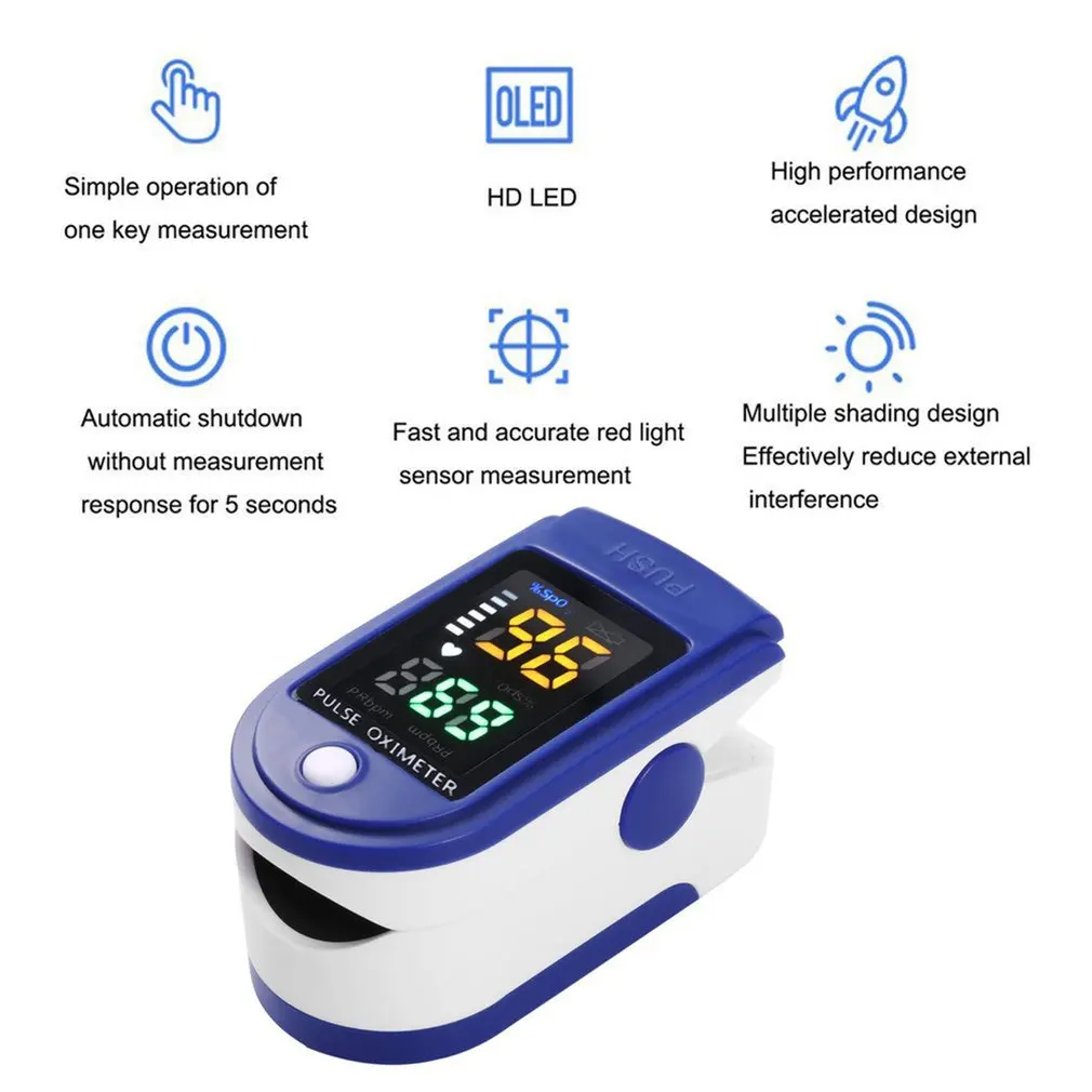 Four-color OLED Display Digital Pulse Oximeter Saturation Monitors Portable Oxygen Sensor Home Clip Fingertip Oximeter