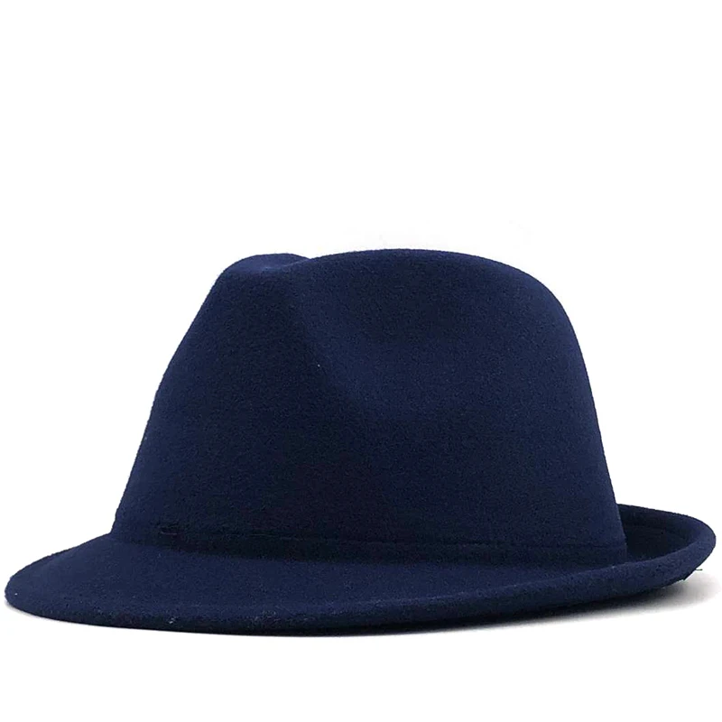 Simple white Wool felt Hat Cowboy Jazz Cap Trend Trilby Fedoras hat Panama cap chapeau band for Men Women 56-58CM 2
