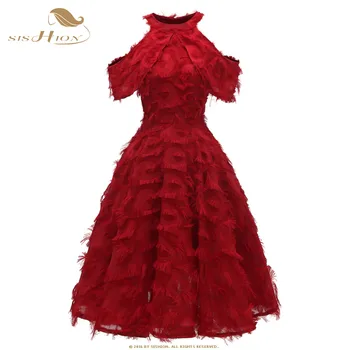 

SISHION Autumn Winter Bridesmaid party weddin Dress Sexy Tassel Ladies Women QY0454 Plus Szie A-Line Vestido Midi Dresses