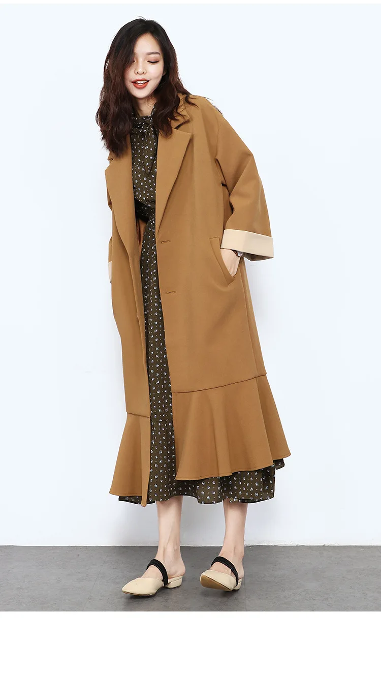 Temperament Belt Lapel Trench Coat Solid Color Women Fashion Windbreaker With Belt Elegant Slim Long Sleeve Casual