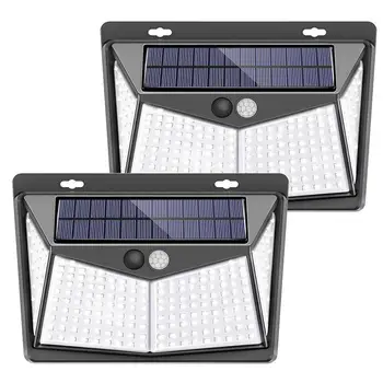 

New 208 LED Solar Lights Black Color Outdoor Led Wall Lighting Motion Sensor Lamp 3 Modes Waterproof Garden Wall Lights