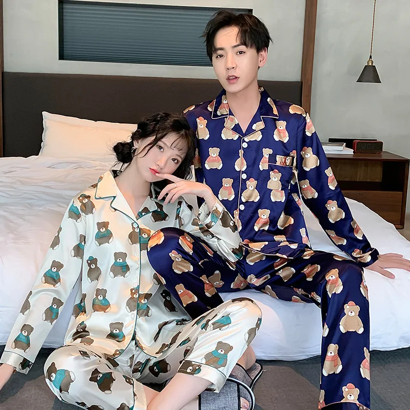 

Liang xing-Autumn & Winter Couples Viscose Double Long Pajamas Suit Women's M-XXL Code Men's L-3xl Code