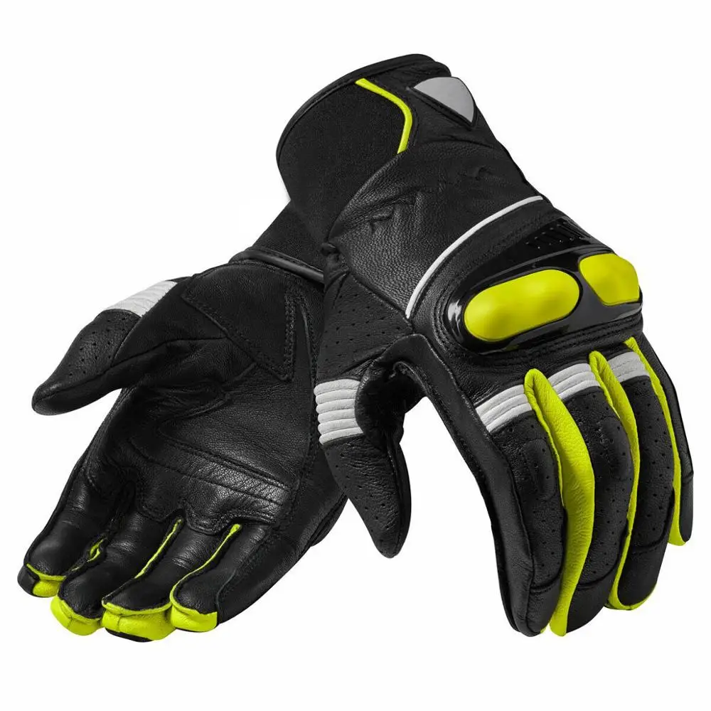 

2020 Hyperion Mens Leather Gloves Black/Neon Yellow Motorcycle Motocross Adventure Touring glove