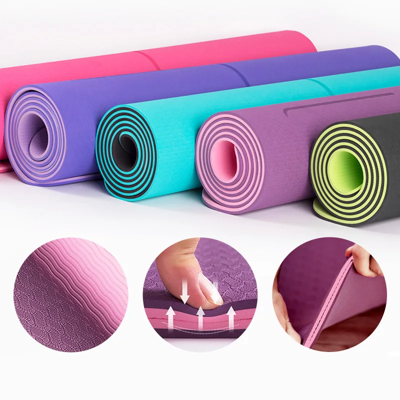 

Tasteless Non-slip TPE Pilates Yoga Mats Exercise Gym Sport Protectors For Bodybuilding Fitness With Body Line