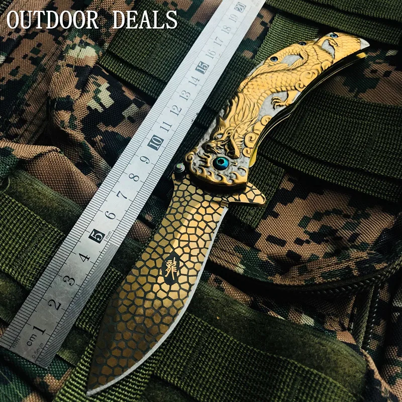 Очень прочные 3 резные коллекции собака Дракон тактические складные ножи Дикая Охота рыболовные снасти Карманный боевой выживания EDC нож