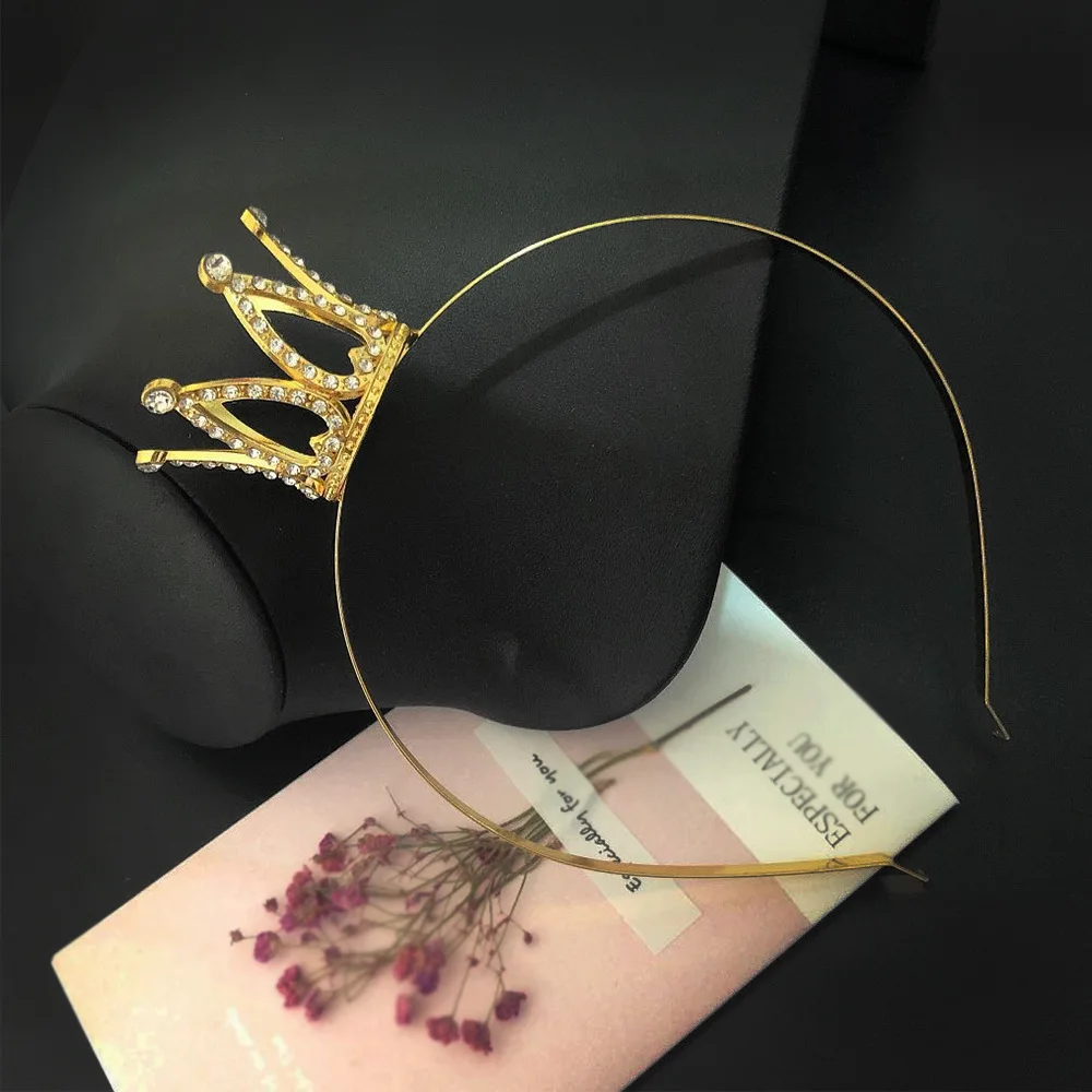 Hair Headdress Girl Tiara Headband Gold Crystal Crown Children's