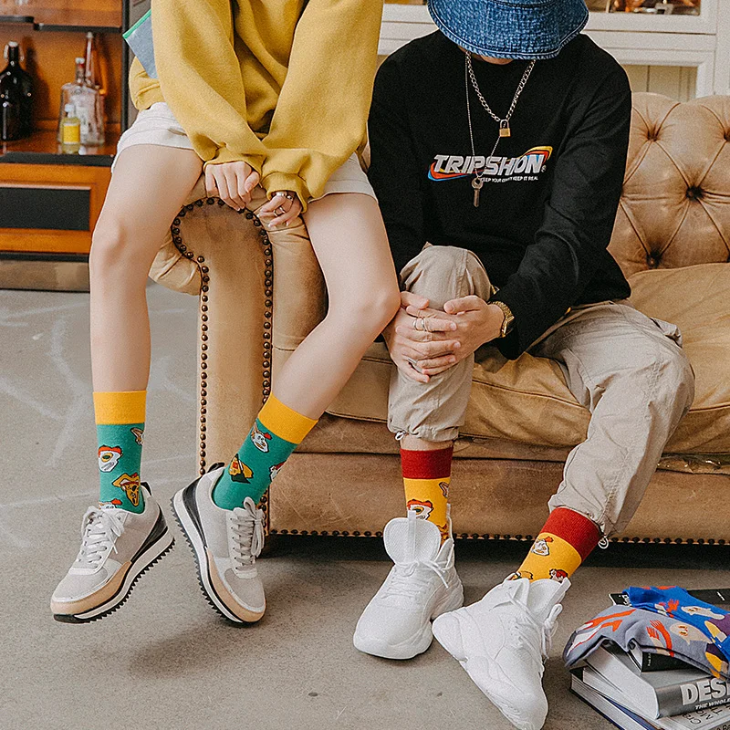 LOUGONGZI custom print socks funny creative happy color different art pattern cotton fashion classic cote painting geometric
