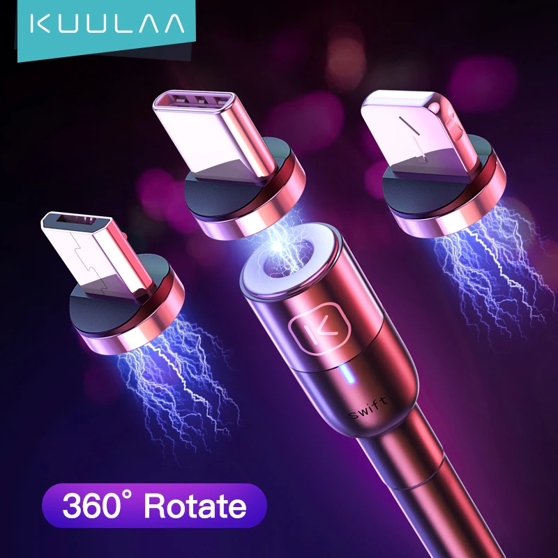 KUULAA Магнитный Кабель с разъемом Micro USB Type C кабель для передачи данных iPhone Xiaomi Android