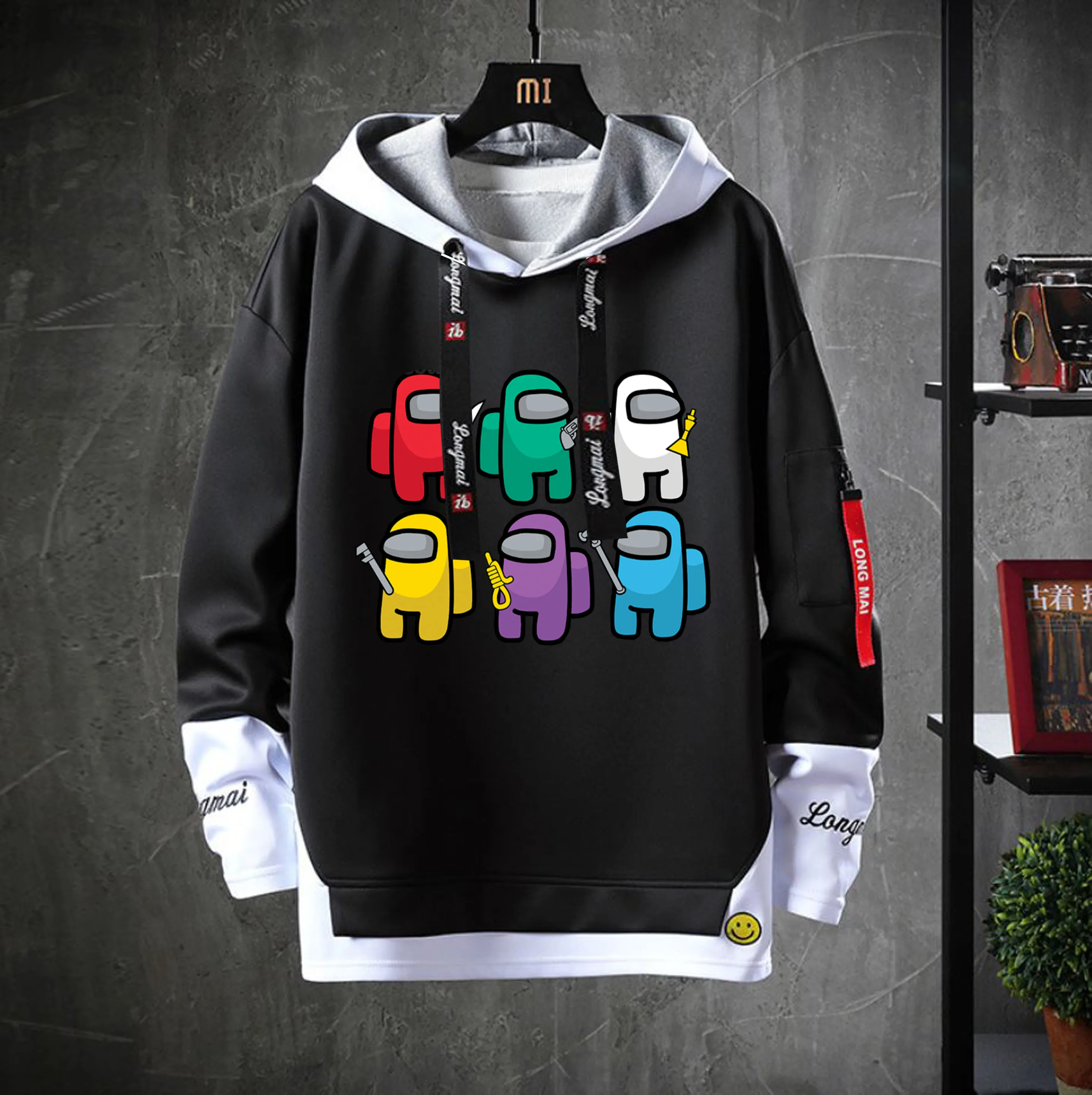 

Game Among Us Hooded Cosplay Costume Teenagers Cartoon Hoodies coat Unisex men Casual Fake Two-Piece Sweatshirt jacket coat