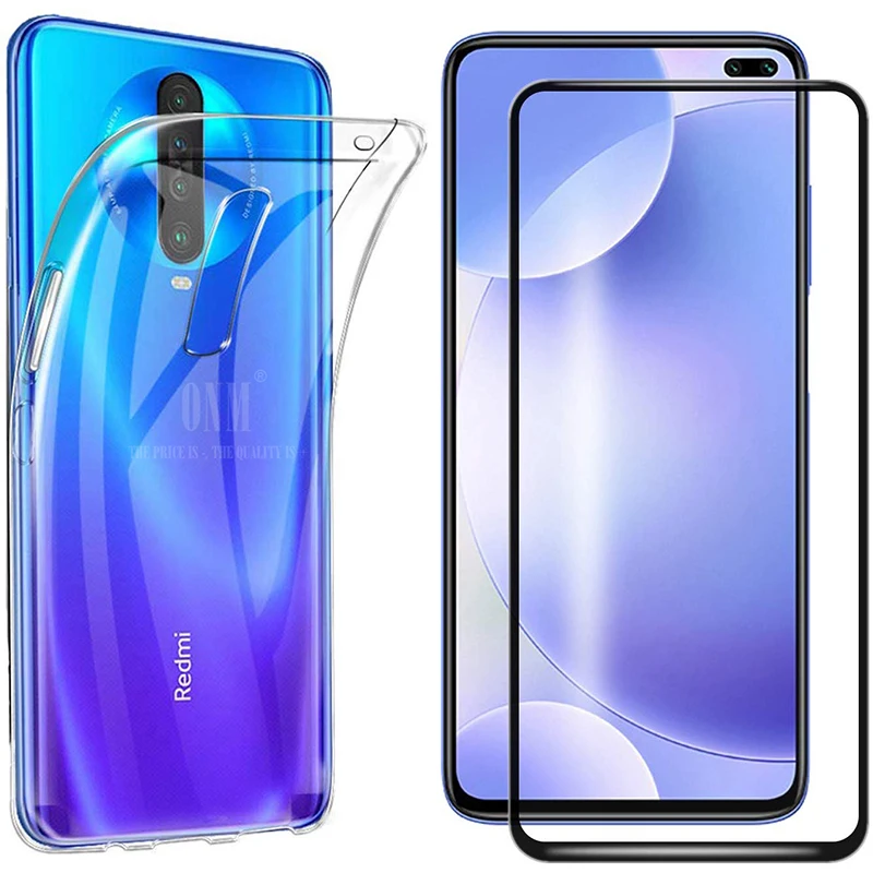 2-в-1 стекло + 360 Полное покрытие чехол для Xiaomi Redmi K30 5G силиконовый задняя крышка Poco