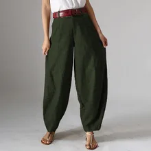  ZANZEA Women Autumn Long Pants 2022 Casual Solid Zipper Lantern Trousers Elegant Work OL Cropped Pantalon Female Pant Palazzo 
