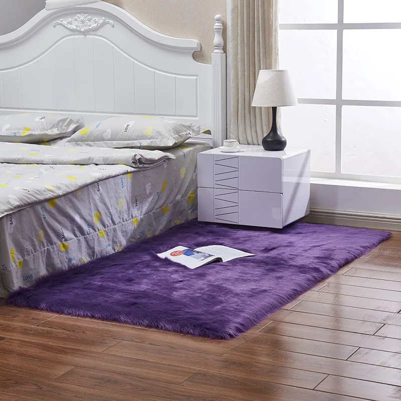 Мягкий ковер из искусственной овчины, чехол для стула, коврик для спальни, искусственная шерсть, теплый ворсистый ковер, сиденье из шерсти, теплый текстиль, меховые коврики - Цвет: Purple
