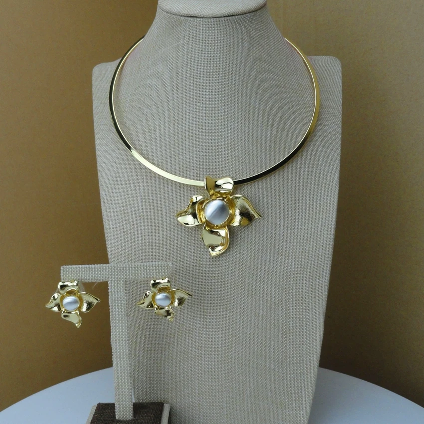 Yuminglai 24K Dubai Costume Jewelry Sets Necklace and Earrings FHK7366 | Украшения и аксессуары