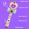 Musical Light-up Bubble Magic Wand Bubble Machine Bubble Blower with 2 Bottles Bubble Solution, 2 Settings, Gift for Kids Girl 1