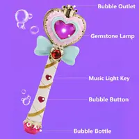 Musical Light-up Bubble Magic Wand Bubble Machine Bubble Blower with 2 Bottles Bubble Solution, 2 Settings, Gift for Kids Girl 1