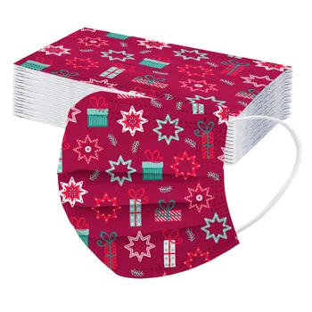 

50pc Christmas Print Masks Mascarillas For Protection Face Mouth Mask Protective Dustproof Disposable Earloop Breathable Mask