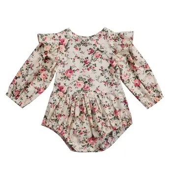 

Baby Girl Flower Romper Girls Vintage Long Sleeve Neborn Rompers Infant Jumpsuit Spring Autumn Kids Clothing