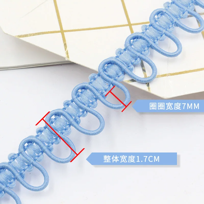 5Y U-Wave Button Belt Centipede Braided Lace Trim Elastic Band Curved Edge DIY Sewing Wedding Dress Buttonhole Loop Accessories