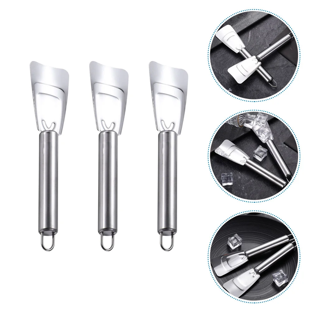 3pcs Flat Bottom Ice Scoops Stainless-steel Household Scrapers |