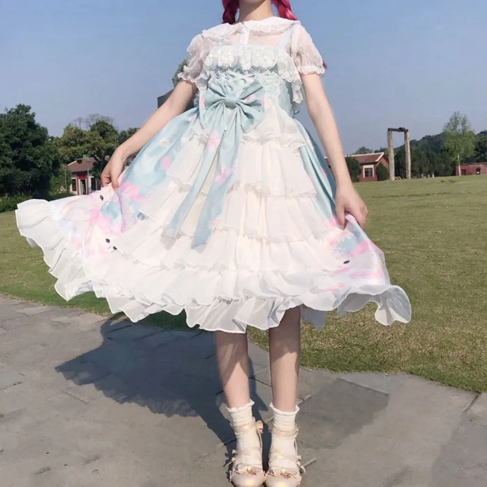 Palace-princess-tea-party-sweet-lolita-dress-Fantasy-daily-cute-cat-daydream-Lolita-vintage-bowknot-dress