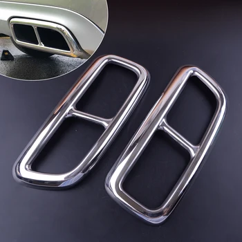 

beler Silver 2Pcs Stainless steel Rear Exhaust Muffler End Tip Pipe Cover Trim Fit For Volvo XC90 2016 2017 2018