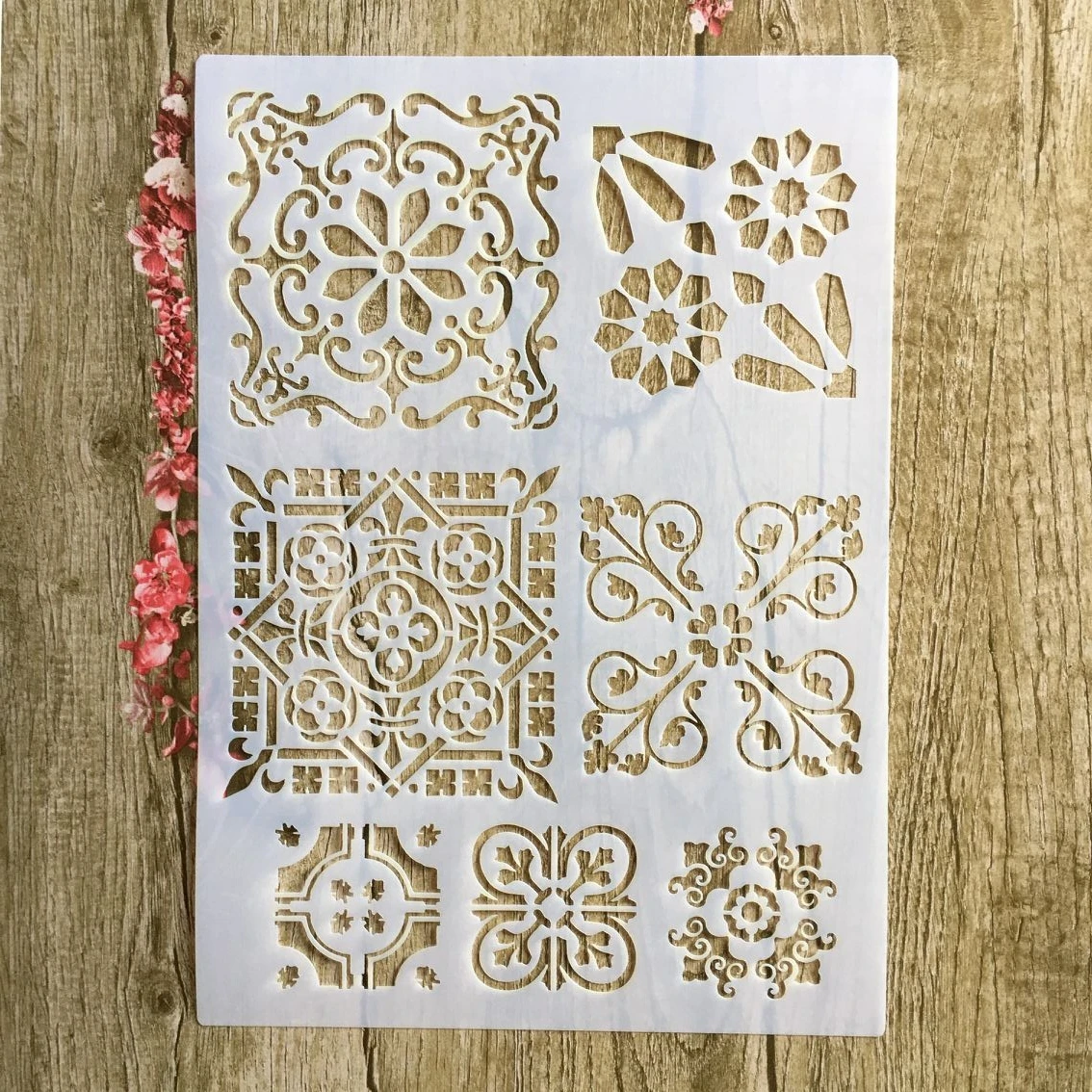 

A4 29 * 21cm Vintage floral pattern DIY Stencils Wall Painting Scrapbook Coloring Embossing Album Decorative Paper Card Template
