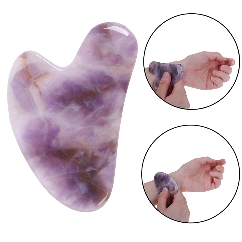 Pink/Purple Quartz Jade Guasha Board Natural Stone Scraper Chinese Gua Sha Tools For Face Neck Body Acupuncture Pressure Therapy rose quartz jade gua sha board natural stone scraper chinese gua sha tools for face neck back body acupuncture pressure therapy