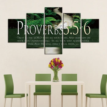 

5 Panel Modern Style Bible Verse On Multi Canvas Painting Proverbs Poster Print Decor Wall Art Pictures Home Decor Painting