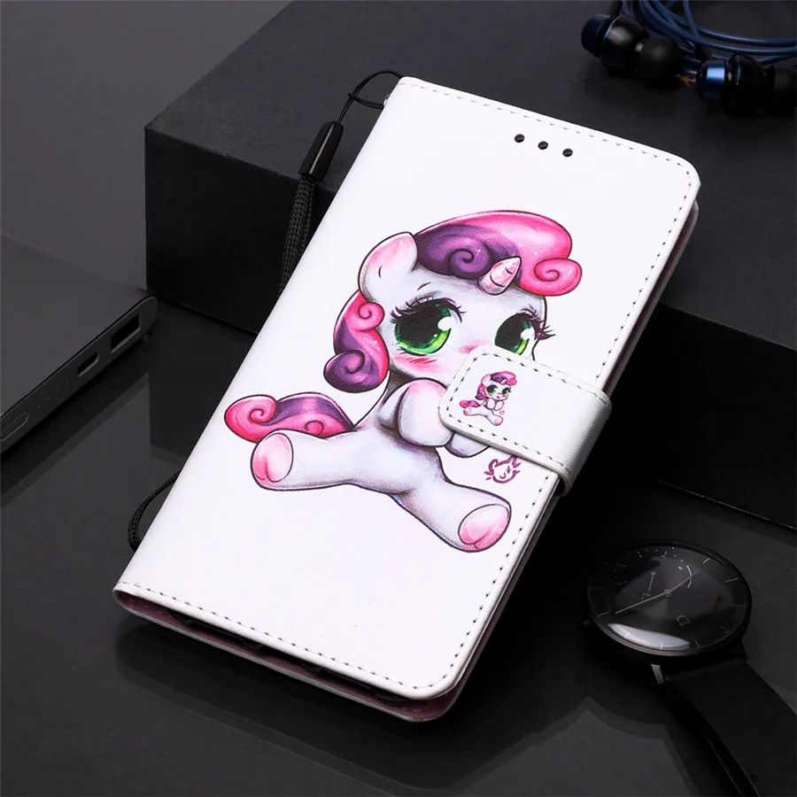 Милый кожаный чехол для телефона с рисунком из мультфильма для Xiao mi Red mi Note 7 8T 8 Pro K20 mi 9T Pro 7A Colorf откидная крышка