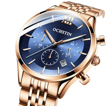 

Men's Steel Band Casual Multifunction Quartz Waterproof Watch Men's Watches Alloy Push Button Hidden Clasp Luxury Fashion&Casual