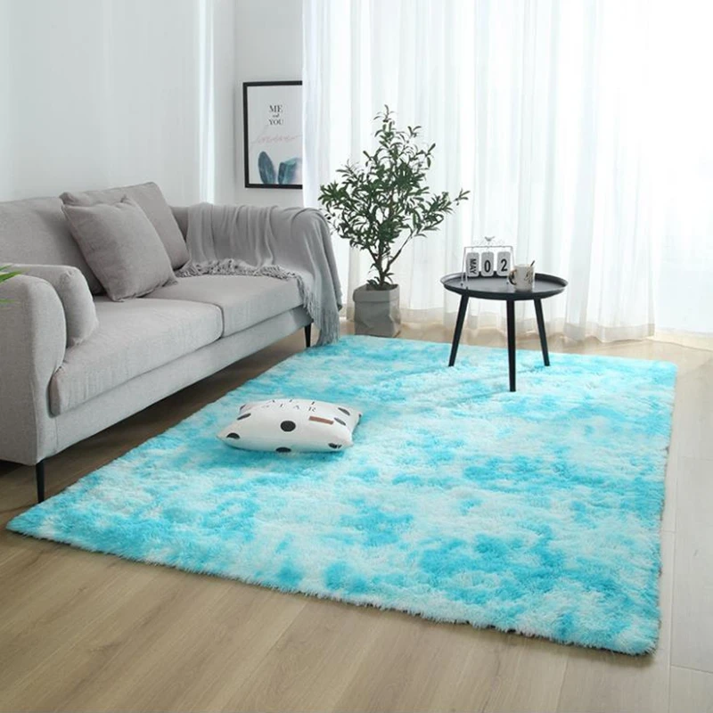 Плюшевый ковер для гостиной, спальни, пушистый мягкий коврик градиентного цвета, домашний декор, диван, журнальный столик, коврик для ног - Color: Sky blue