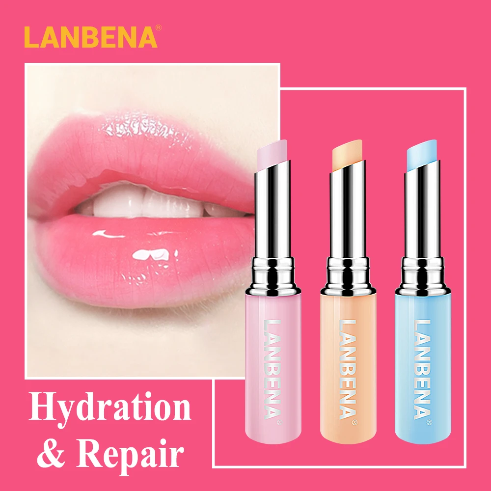 

LANBENA Hyaluronic Acid Lip Balm Temperature Change Natural Extract Moisturizing Lipstick Repairs Lip Lines And Prevents Dryness