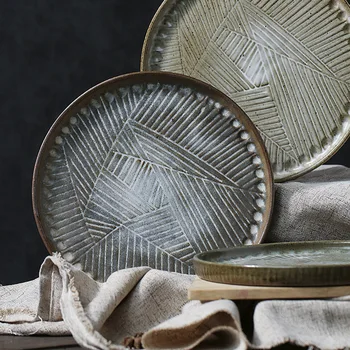 

FANTERCY Creative Ceramic Japanese Meal Plate Household Simple Flat Dinner Breakfast Snack Plate Trinket Platos De Ceramica