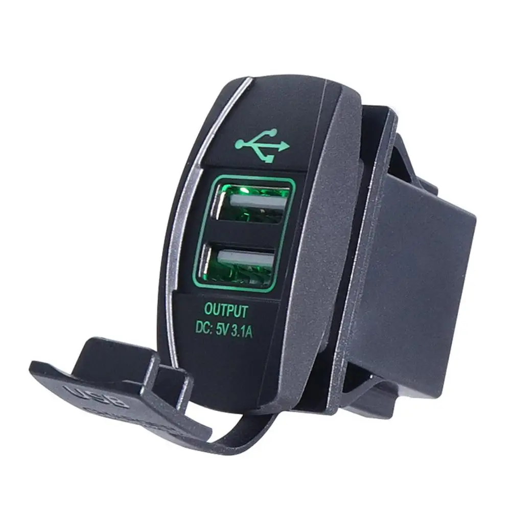 Авто Универсальный 5V 3.1A Dual USB Мощность разъем адаптера Зарядное устройство с светодиодный светильник для мобильного телефона планшета навигатора - Название цвета: Green