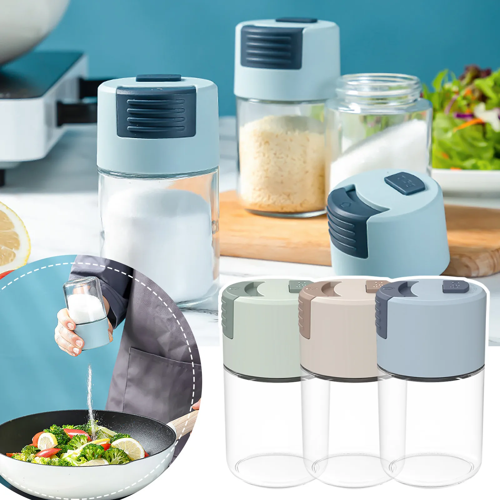 Metered Salt Dispenser Measurable Control Salt Shaker Kitchen Push Type