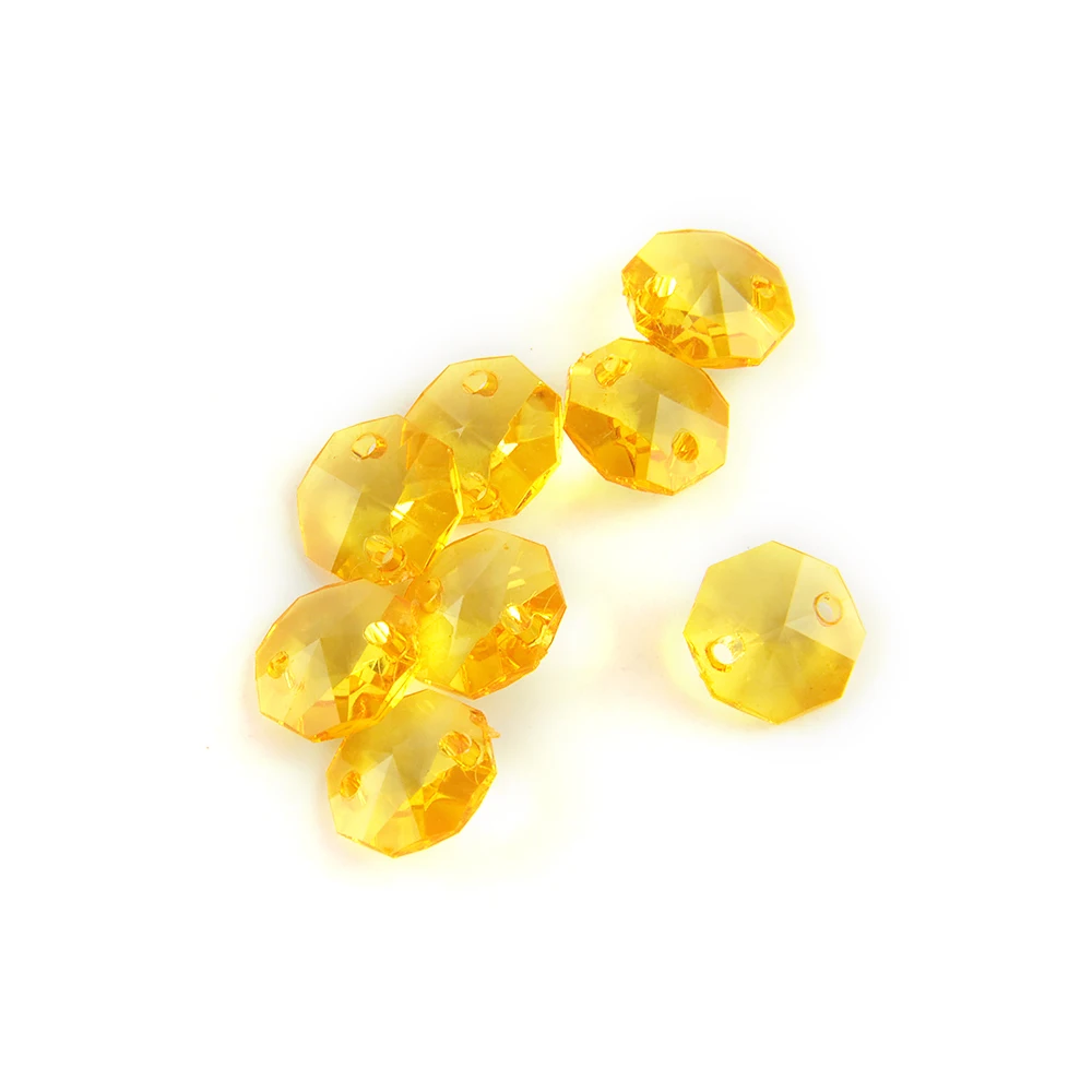 

Two Holes Orange Color 14mm Acrylic Octagon Beads 200pcs/Lot Chandelier Accessories Suspension For Curtains