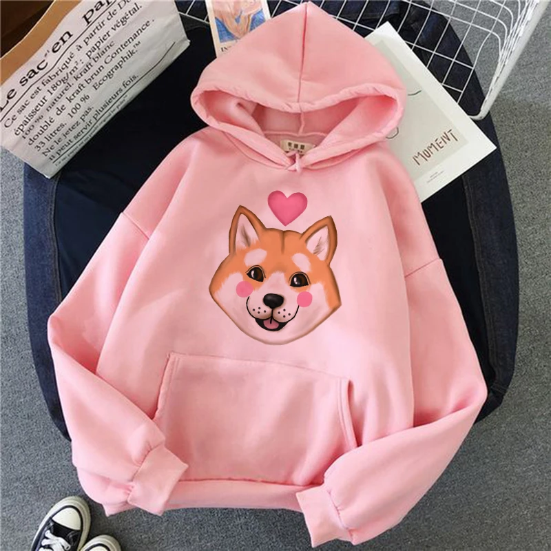 Шиба ину Толстовка Harajuku забавные толстовки для женщин Ullzang милый корейский стиль осень зима Kawaii Толстовка 90s Толстовка для девочек