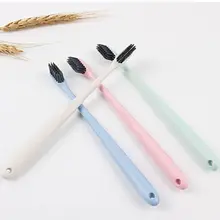 10 шт. бамбук древесный уголь Нано мягкие щетинки зубные щетки с пшеничной соломы ручки отбеливание зубов Гигиена полости рта для детей и взрослых