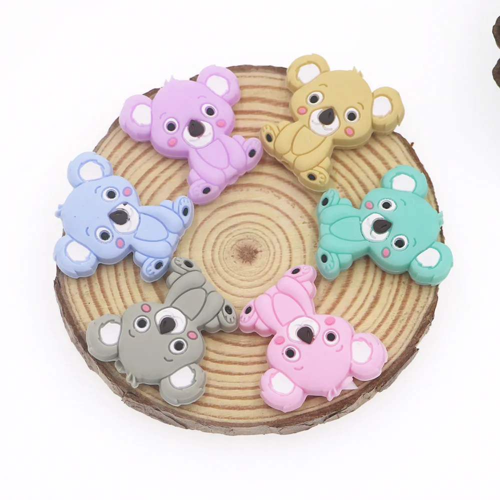 

kovict 10pcs Koala Silicone Beads Rodents Baby Teether Food Grade Silicone Pearls Pacifier Pendant Baby Products