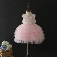 Платья на день рождения для маленьких девочек 1, 2, 3, 4, 5, 6, 7 лет, вечерние платья-пачки белого, розового цвета с сердечками, официальная одежда для маленьких девочек года, RBF194016