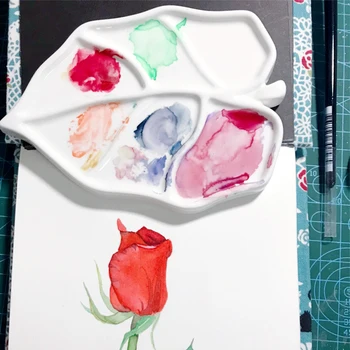 

Leaf-shaped Ceramic Palette, Watercolor Palette, Easy To Clean, Artist Painting Tools, Paint Tray