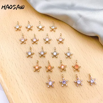 

HAOSAW 7*10MM 4Pcs/Lot Multi Colors/Star/Rhinestone/Hand Made DIY Charms/Cooper Metal/Earring Jewelry/Exquisite/Jewelry Findings