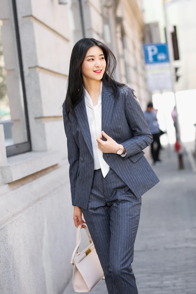 

Jrhyme Pinstripe 2 Pieces Set Blazers And Tapered Pants,Women Business Jackets And Blazers Trousers Set,Striped Business Suits