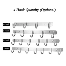Stainless Steel Hook Rack Coat Hook Rack Wall Mounted SUS304 Brushed Hook Rail Hat Hook Rack